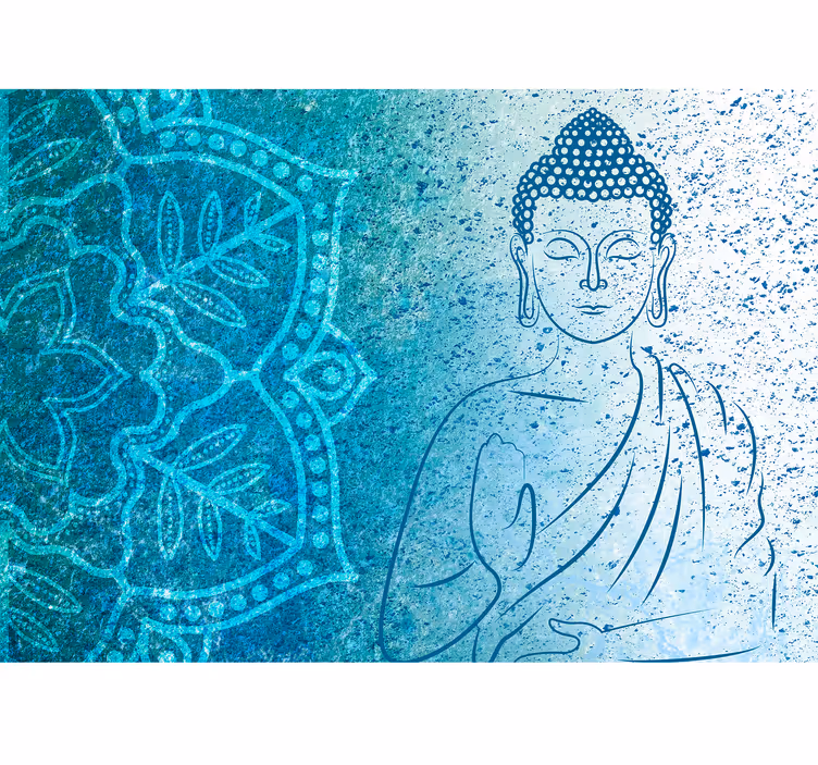 Buddha kék mandala falfestmény - TenStickers
