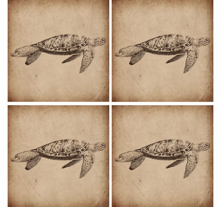 Teknős illusztráció vintage hullámvasút - TenStickers