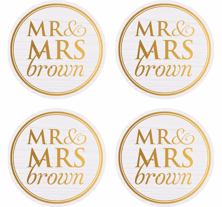 Elegáns mr & mrs testreszabható esküvői alátét - TenStickers