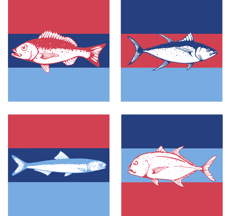 Stilizált hal illusztrációk poháralátétek - TenStickers