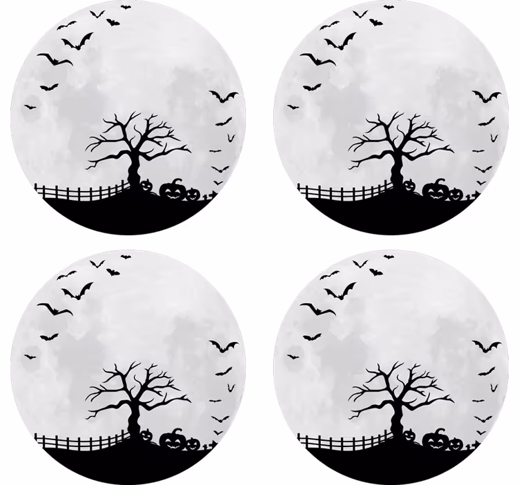 Kísérteties fa siluett poháralátétek halloween - TenStickers