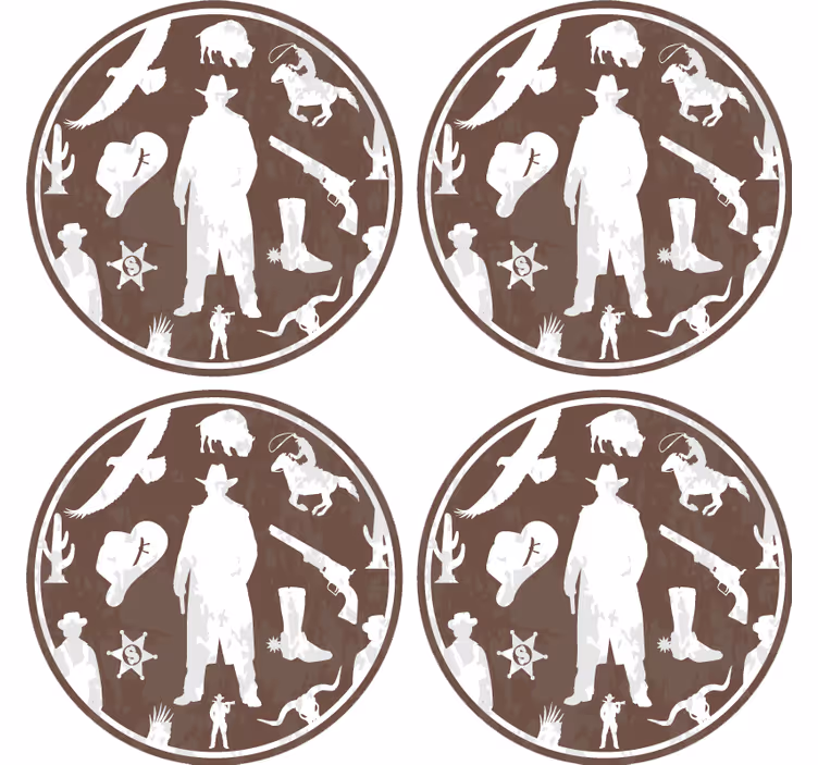 Cowboy témájú poháralátétek szüret - TenStickers