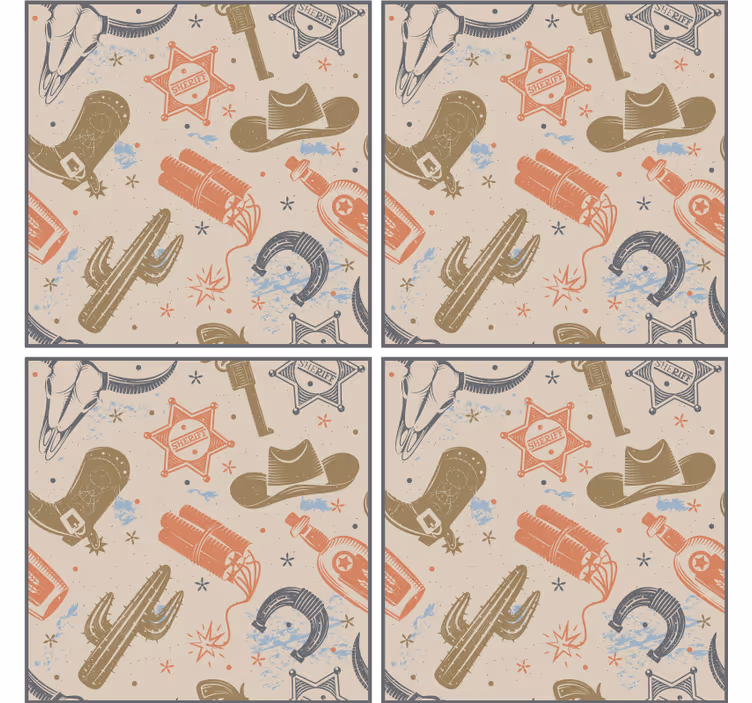 Cowboy témájú poháralátétek szörnyszülött - TenStickers