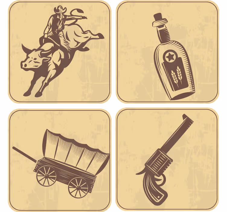 Rodeo cowboy vintage művészet poháralátétek szüret - TenStickers
