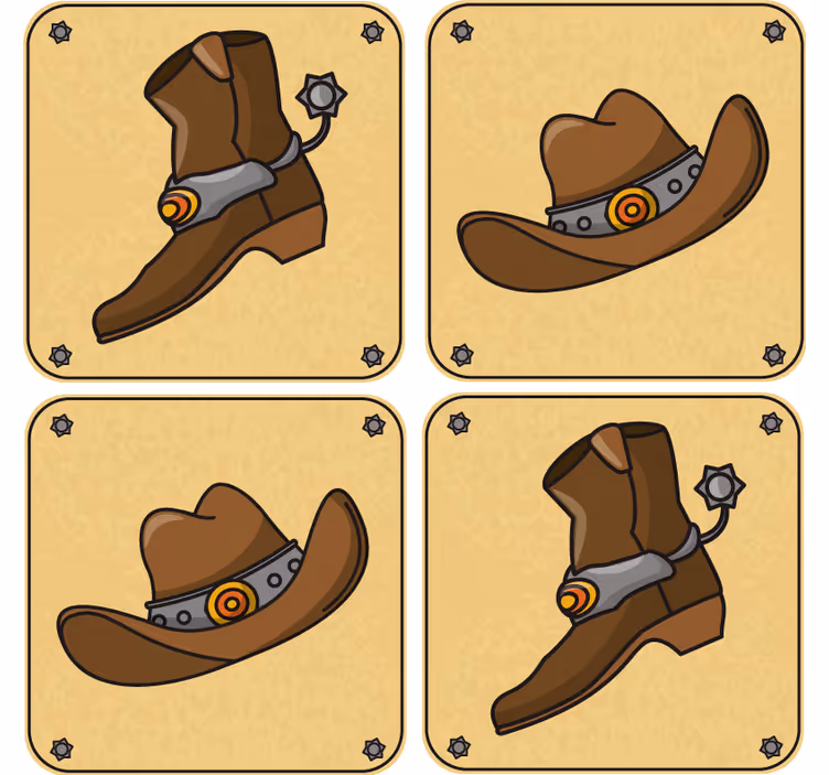 Cowboy kalap és csizma poháralátétek szörnyszülött - TenStickers