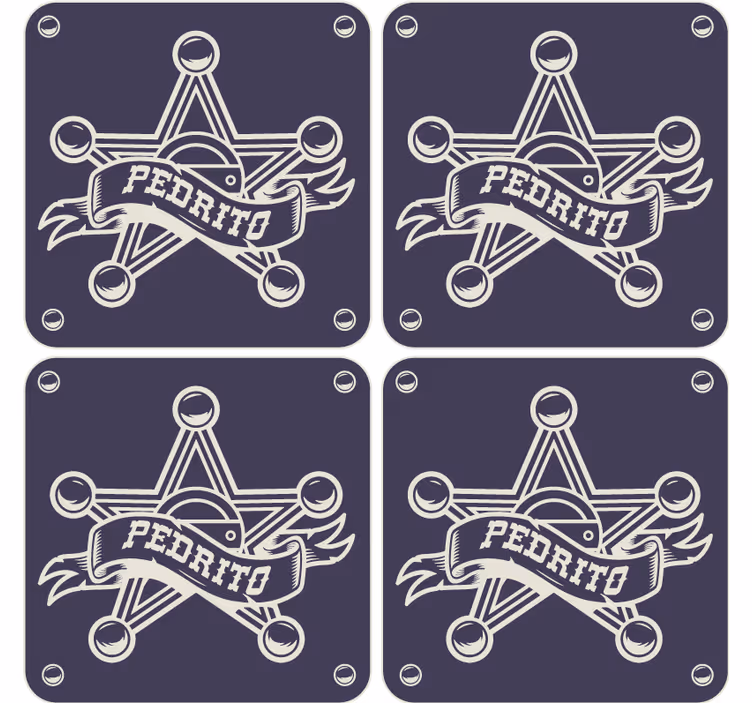 Sheriff csillag jelvény poháralátétek szüret - TenStickers