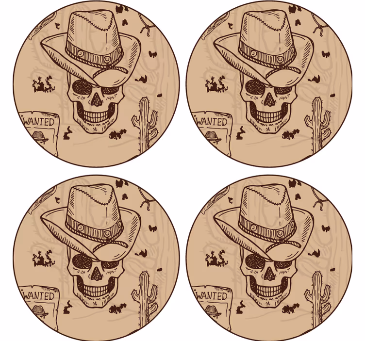 Poháralátétek szörnyszülött koponya kalappal - TenStickers