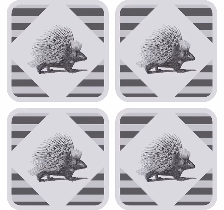 Modern poháralátétek sünillusztrációs csíkokkal - TenStickers