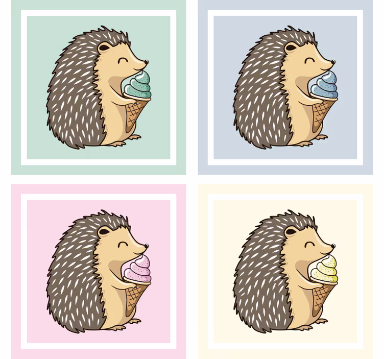 Poháralátétek szörnyszülött - süni fagyit majszol - TenStickers