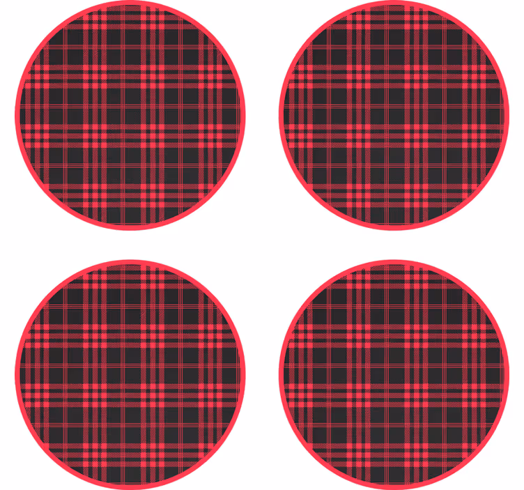 Piros fekete kockás minta poháralátétek - TenStickers