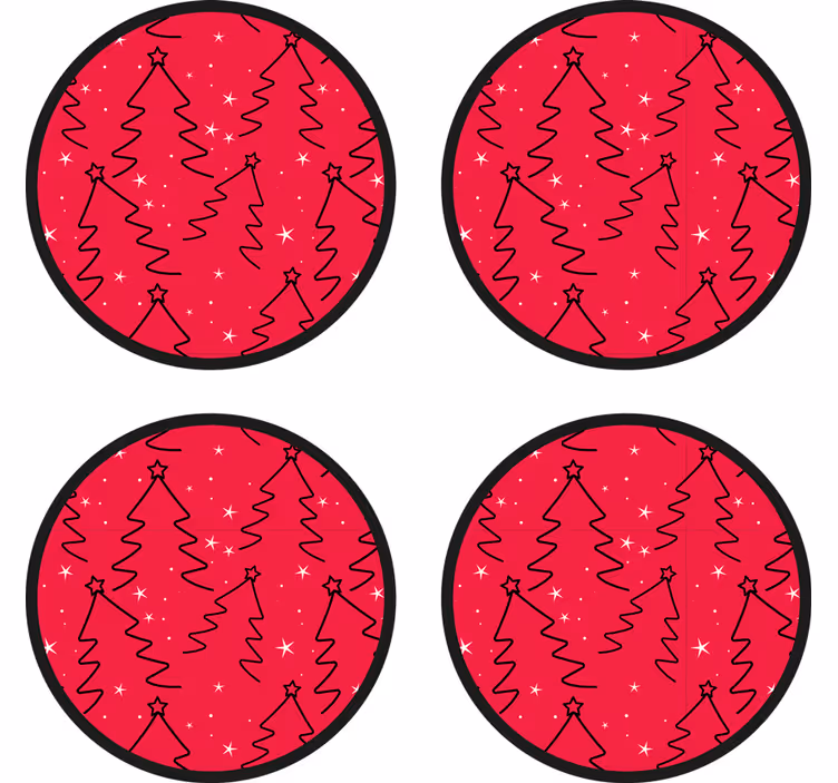 Karácsonyi poháralátétek ünnepi fenyőmintával - TenStickers