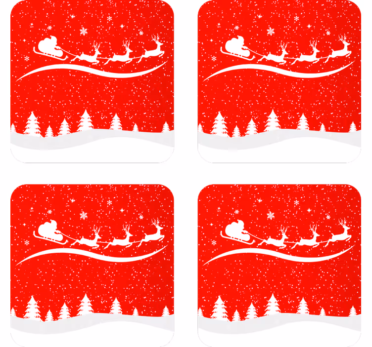 Mikulás szán rénszarvassal poháralátétek karácsony - TenStickers
