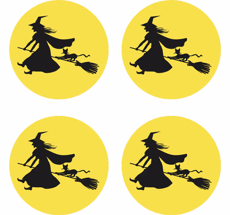 Boszorkány, hold és fekete macska halloween ital szőnyeg - TenStickers