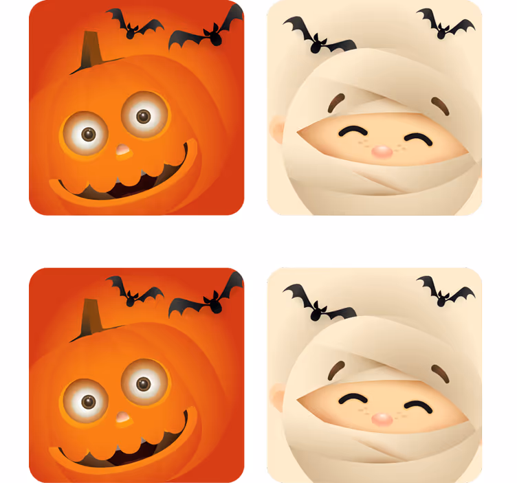 Vidám tök és múmia poháralátétek halloween - TenStickers