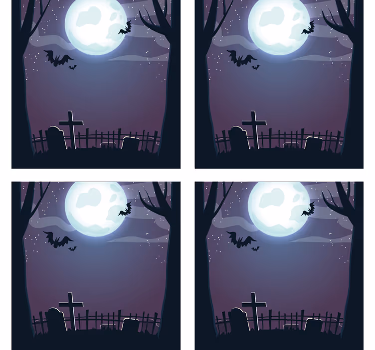 Halloween poháralátétek ijesztő éjszakai jelenettel - TenStickers