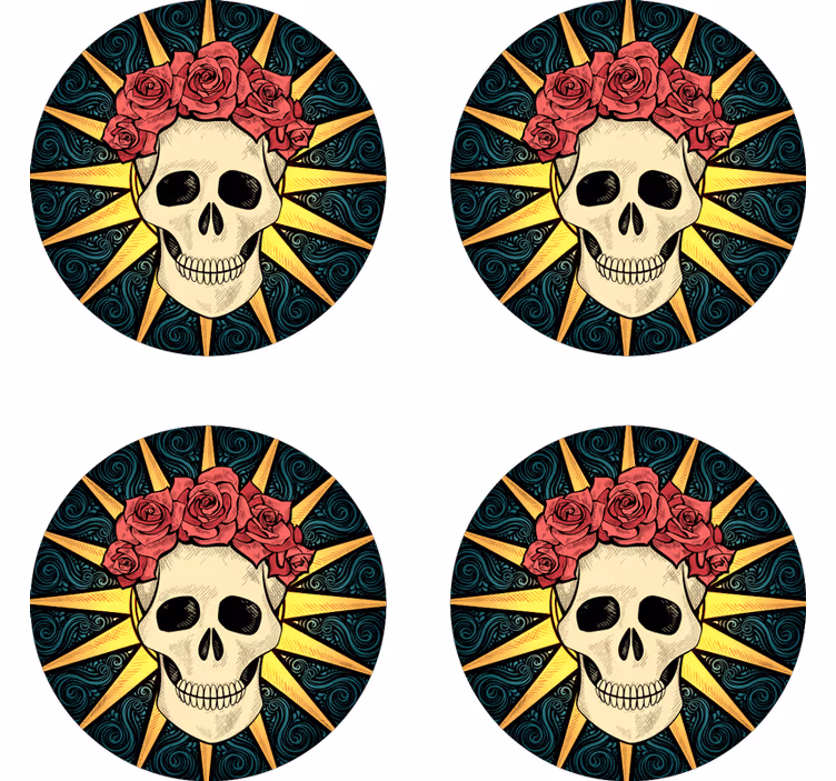 Női koponya rózsa halloween poháralátét - TenStickers