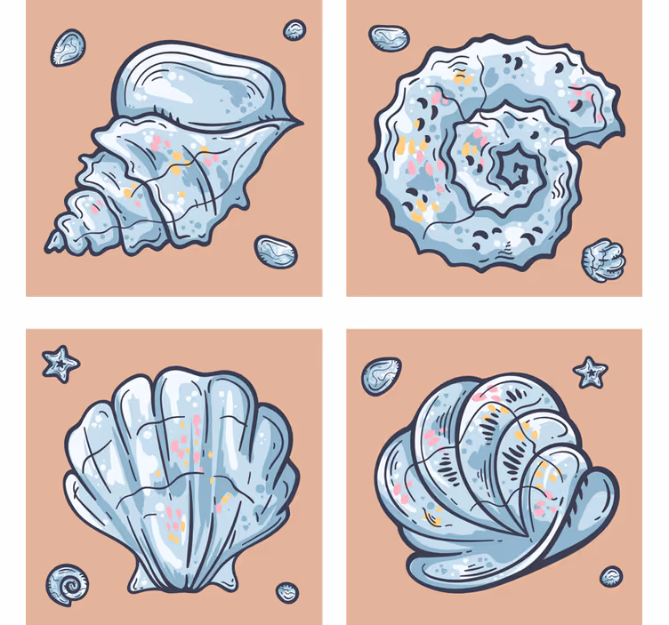 Modern poháralátétek kagyló inspirálta mintákkal - TenStickers