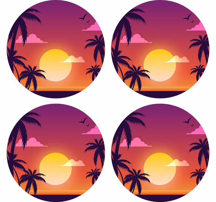 Trópusi naplemente motívum poháralátétek szörnyszülött - TenStickers