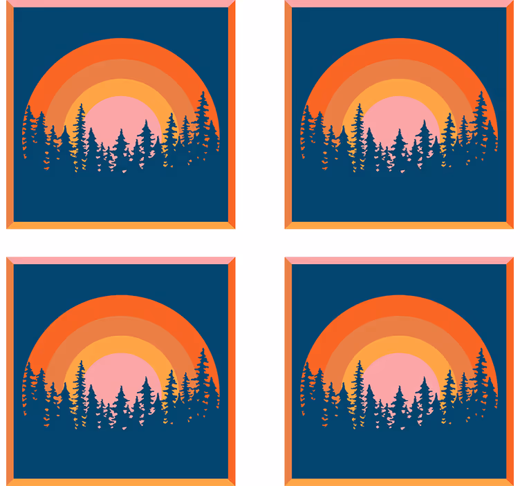 Réteges naplemente erdő modern poháralátétek - TenStickers