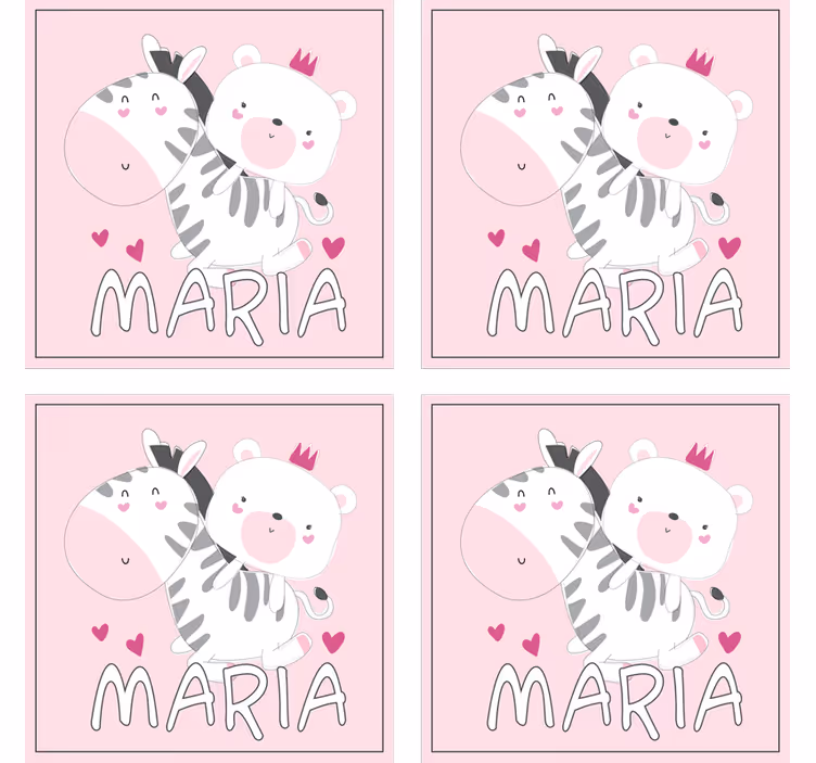 Cuki zebra medve duó poháralátétek testreszabható - TenStickers