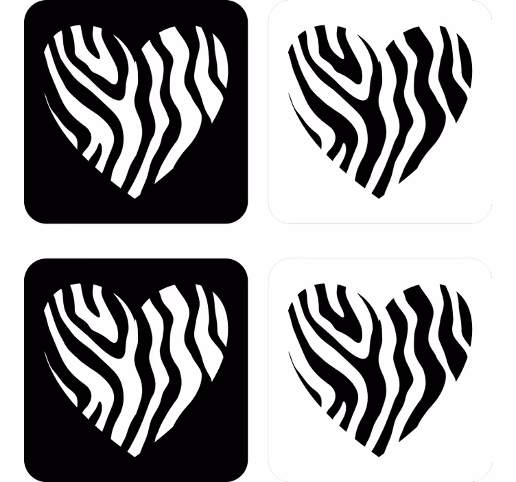 Zebra nyomtatott szív alátét - TenStickers