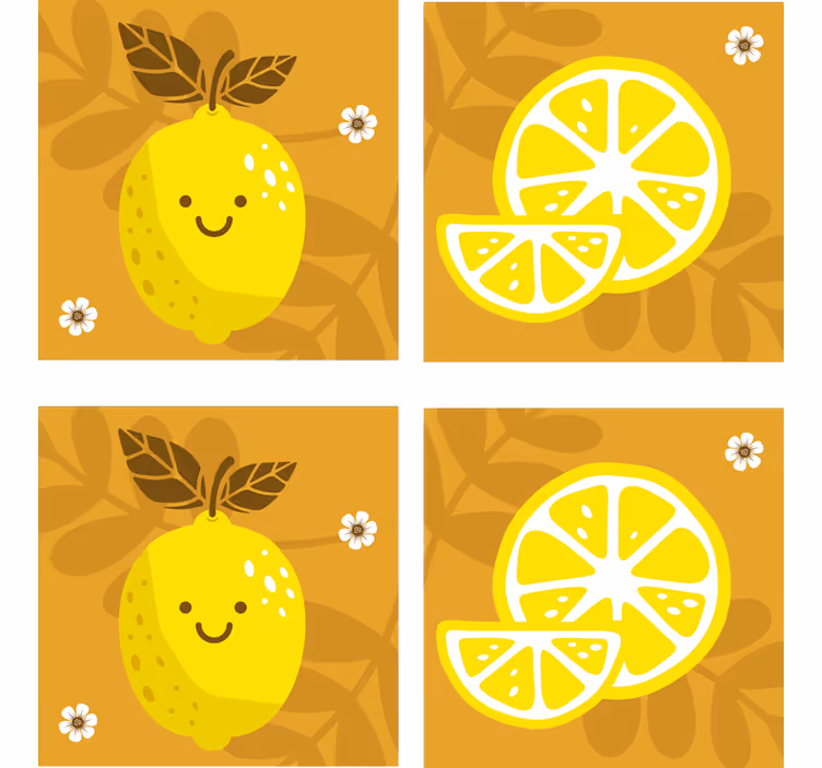 Vidám citrom és citrus poháralátétek szörnyszülött - TenStickers