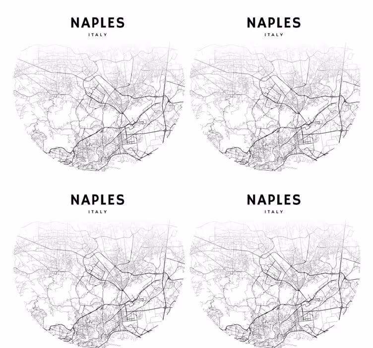 Naples térkép kontúr poháralátétek testreszabható - TenStickers
