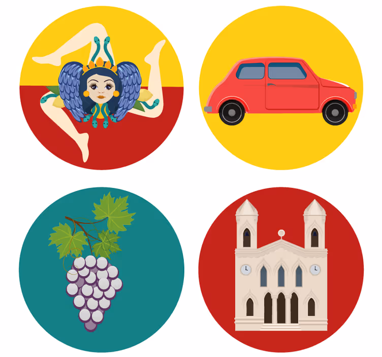 Szicília színű ikonok több alátét - TenStickers