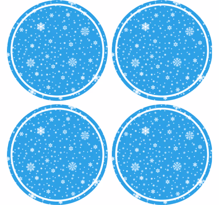 Hópehely mintás kerek poháralátétek karácsony - TenStickers