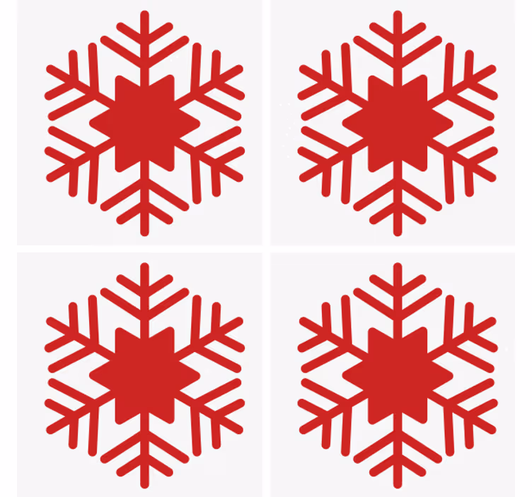 Poháralátétek karácsony - piros hópehely minta - TenStickers
