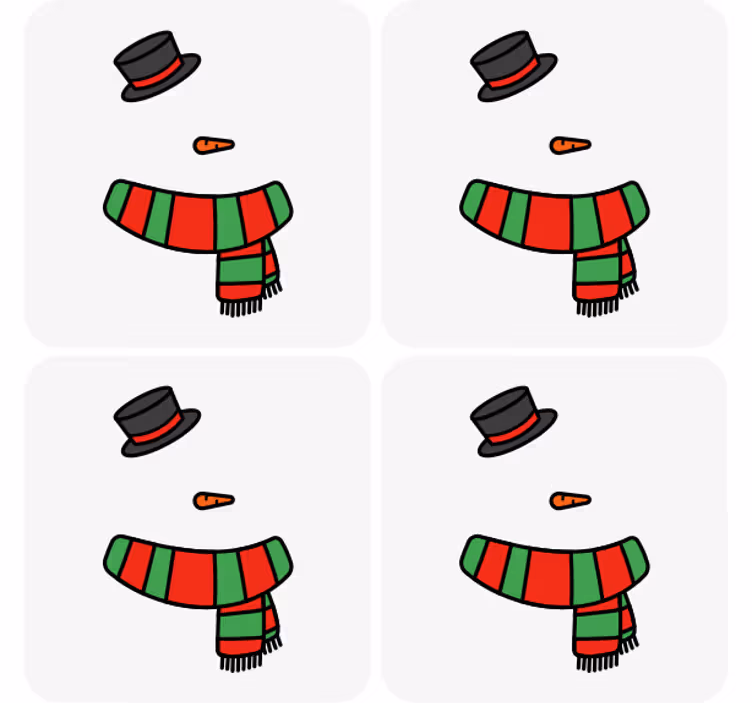 Hóember kiegészítők készlet poháralátétek karácsony - TenStickers