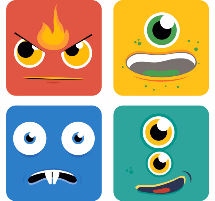 Színes szörnyarcok poháralátétek szörnyszülött - TenStickers