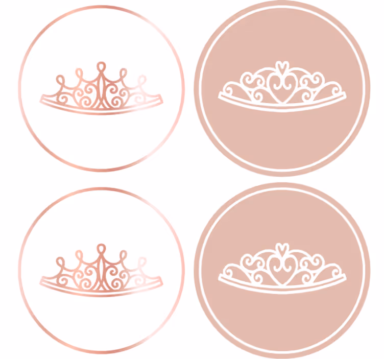 Modern poháralátétek elegáns tiara ikonokkal - TenStickers