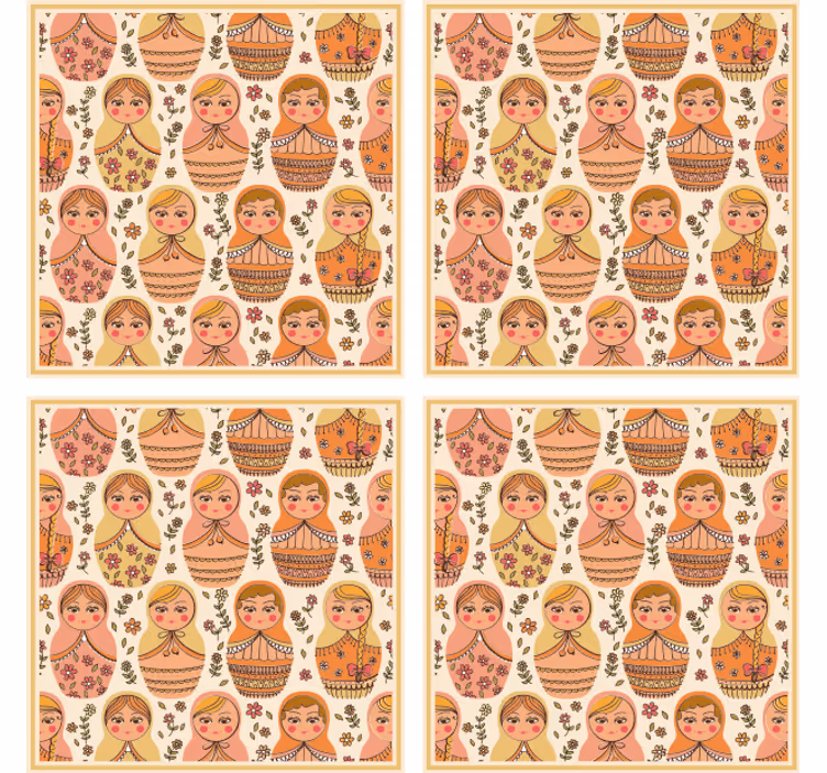 Színes matryoshka babák mintás poháralátétek szörnyszülött - TenStickers