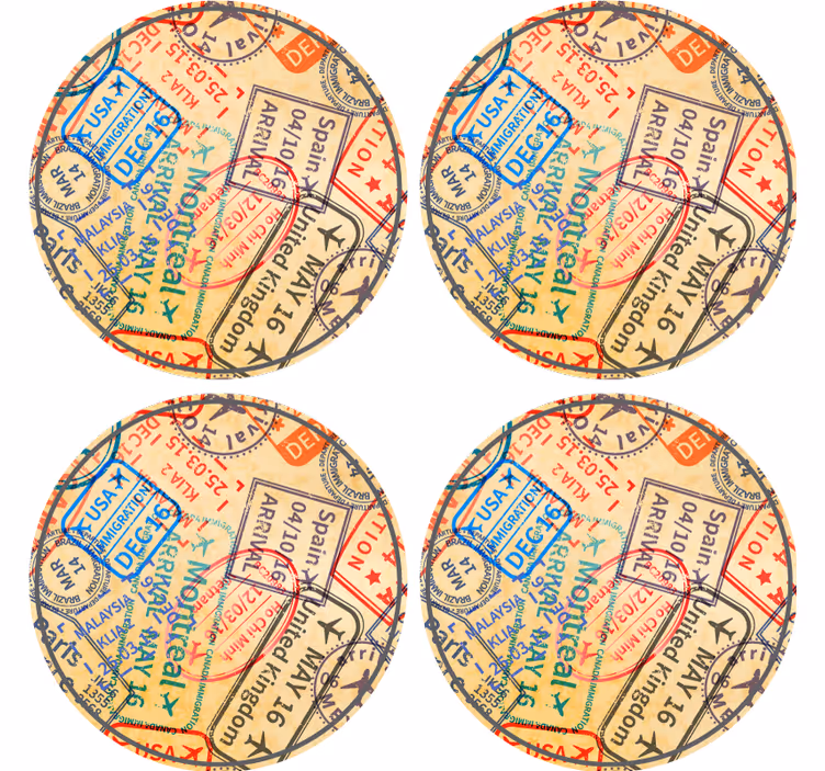 Utazási bélyegek modern alátét - TenStickers