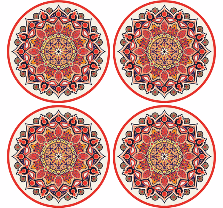 Piros tónusú mandala paisley poháralátétek - TenStickers