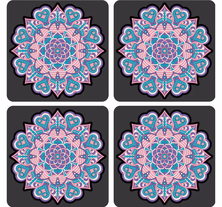 Színes szív mandala poháralátétek szörnyszülött - TenStickers