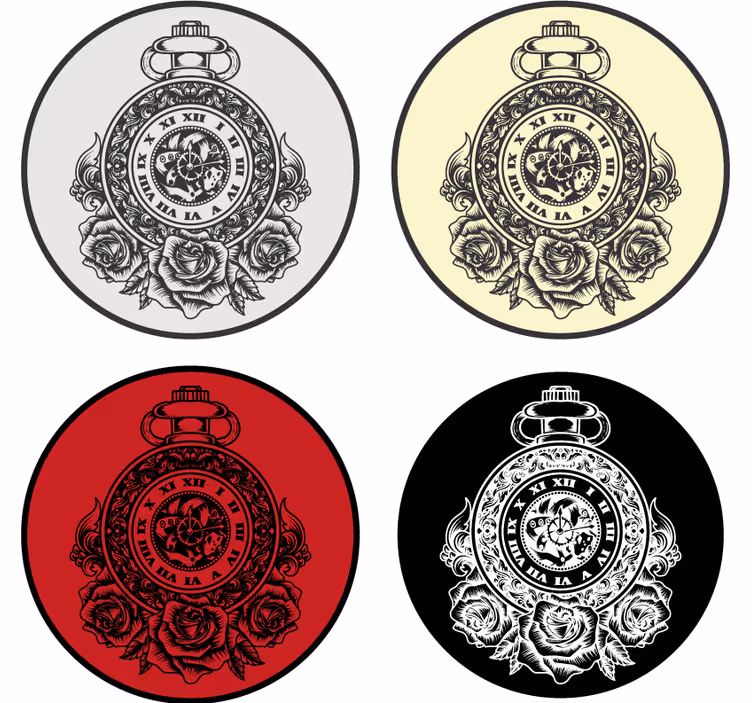 Vintage zsebóra rózsák poháralátétek szüret - TenStickers