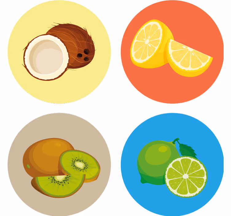 Modern poháralátétek gyümölcsillusztrációkkal - TenStickers