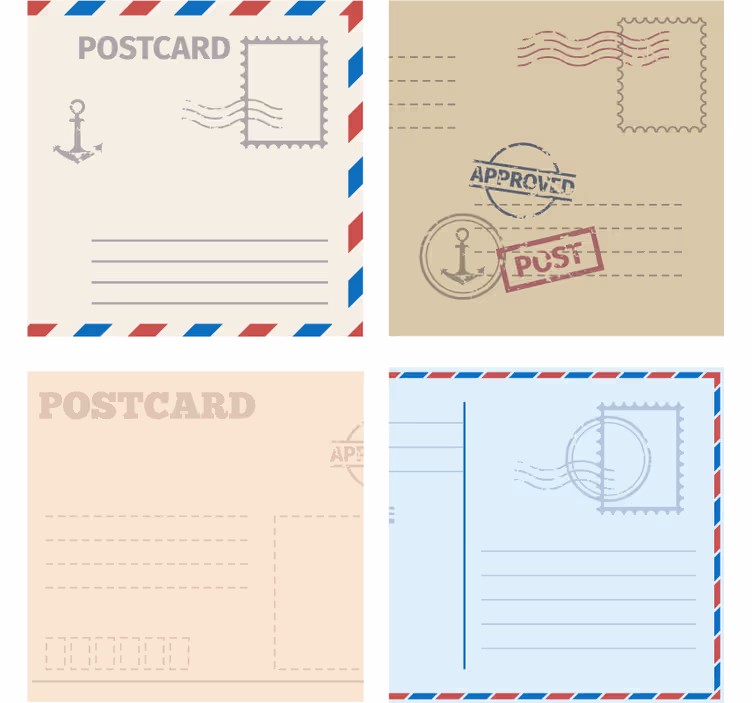 Modern poháralátétek - vintage képeslap design - TenStickers