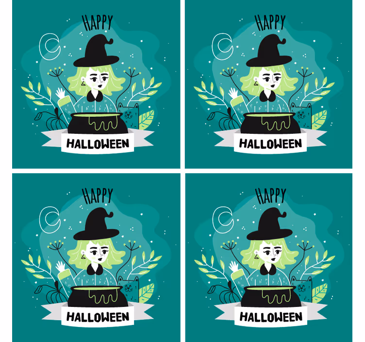 Boszorkány üsttel poháralátétek halloween - TenStickers