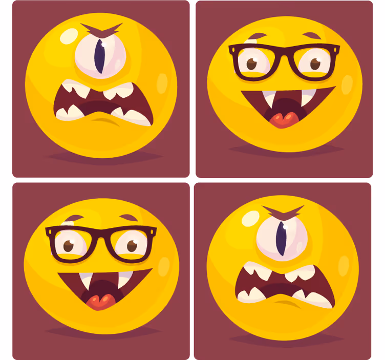 Vicces mosolygó arcok poháralátétek szörnyszülött - TenStickers