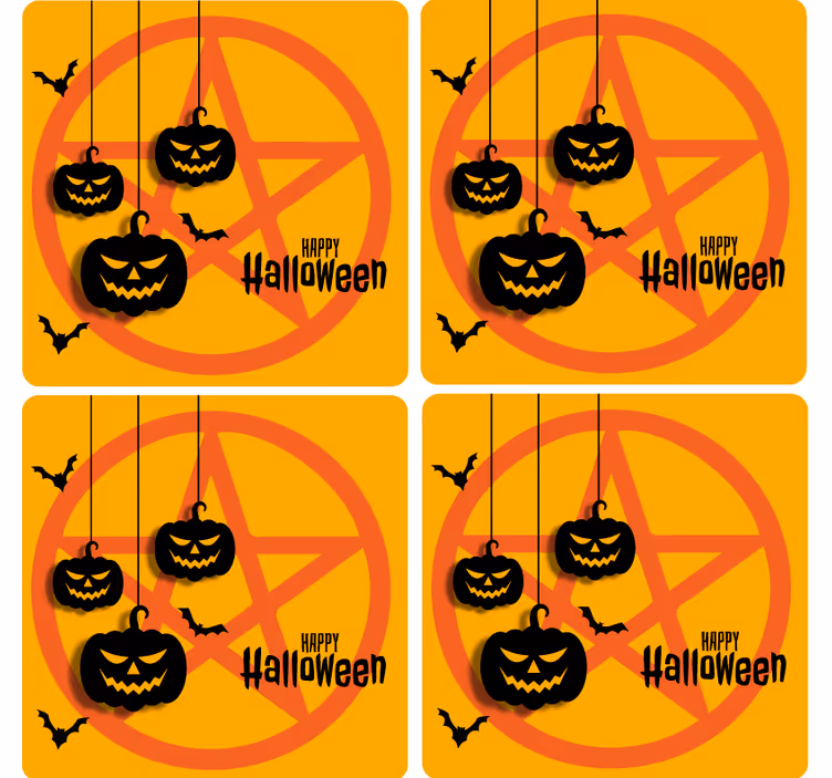 Kísérteties sütőtök motívum poháralátétek halloween - TenStickers