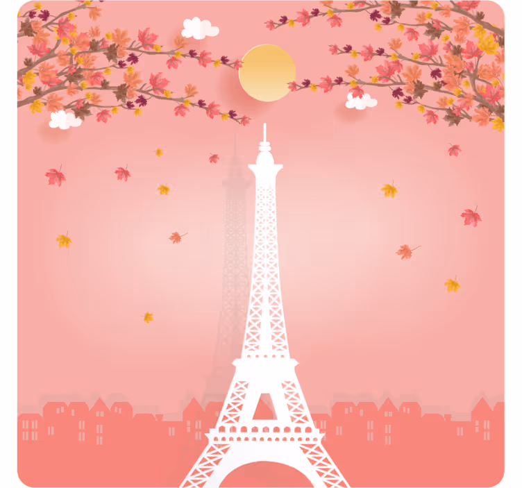 Eiffel-torony és a rózsaszín fák modern alátét - TenStickers