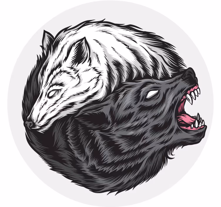 Yin yang farkas illusztráció halloween hullámvasút - TenStickers