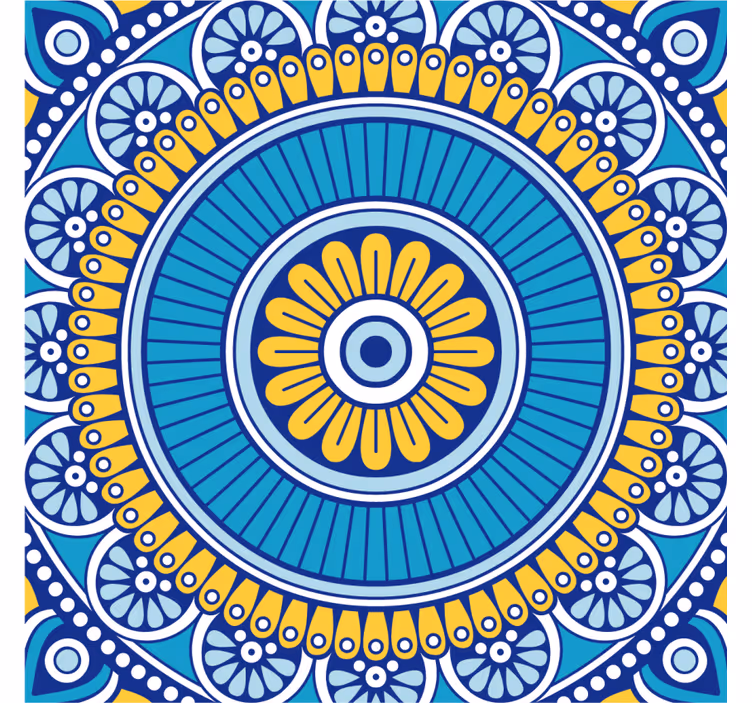 Cseréphatású kék fényes mandala cserépalátét - TenStickers