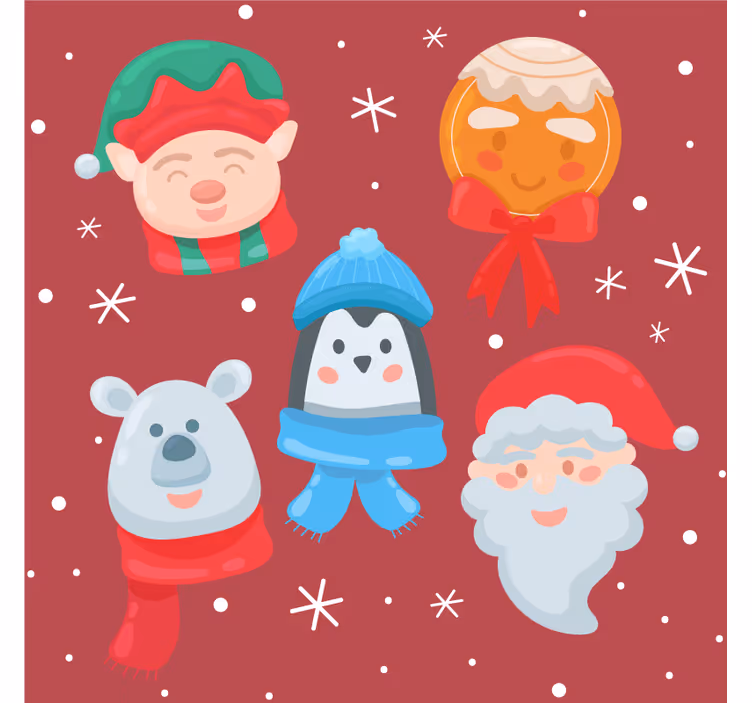 Karácsonyi poháralátétek ünnepi figurákkal - TenStickers