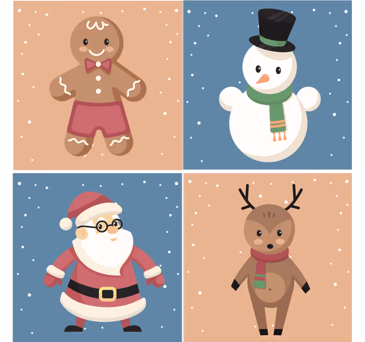 Karácsonyi mézeskalács figurás poháralátétek - TenStickers