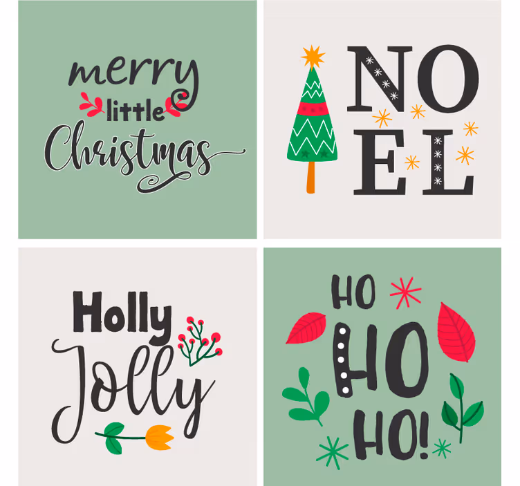 Elfa ho ho grafika poháralátétek karácsony - TenStickers