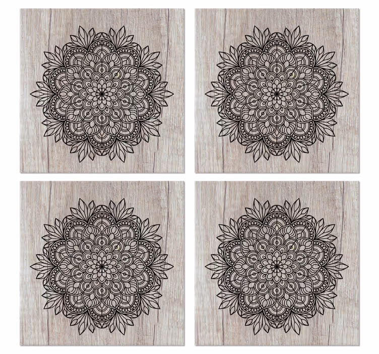 Fekete mandala a fa cserép alátéteken - TenStickers
